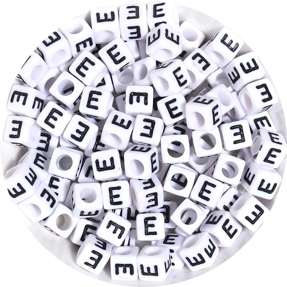 50-100pcs White And Black Color Letter Beads Alphabet Loose Beads Square Beads For Jewelry Making DIY Earring Bracelet Charm