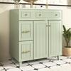 Mobile da Bagno con Lavabo 81,7 cm - Superficie Laccata, Spazio di Archiviazione Multifunzionale e Piedini in Legno Massello in Design Moderno di Lusso - Verde