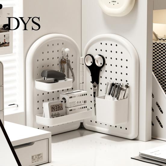 Wall Mounted Pegboard Organizer Perforated Board Storage Rack, Foldable Plastic Organizer, No Peg for Office Drilling Shelf Home Desk And Rack