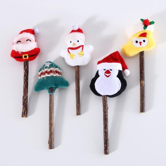 5Pcs Cat Chew Toy Lovely Santa Snow Doll Penguin Lucky Bag Teeth Cleaning