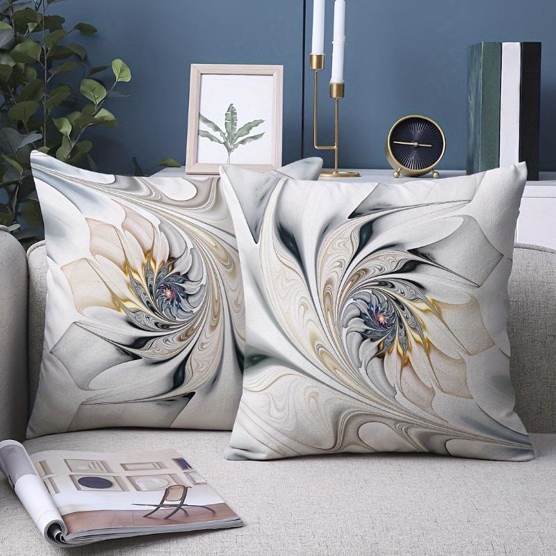 Modern Abstract Art Ink Texture Throw Pillow Covers Machine Washable Zippered Woven Polyester Contemporary Artistic Luxury Decor