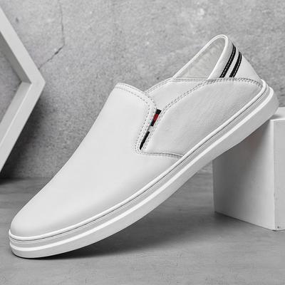 FashionLightweight Summer Men Casual Shoes Genuine Leather Male Luxury White Sneakers Brand Slip-on Men Loafers Breathable Men's Shoes