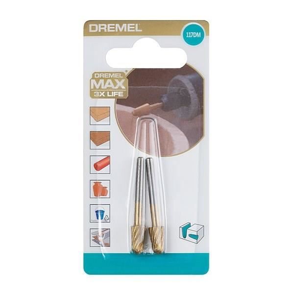 2er-Set HSS-Fräser hohe Langlebigkeit Dremel Max 117 - ø 6,4mm Rundspitze