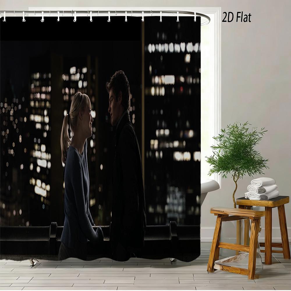 Spider-Man Black Red Gold Suit Waterproof Shower Curtain For Superhero Bathroom Decor