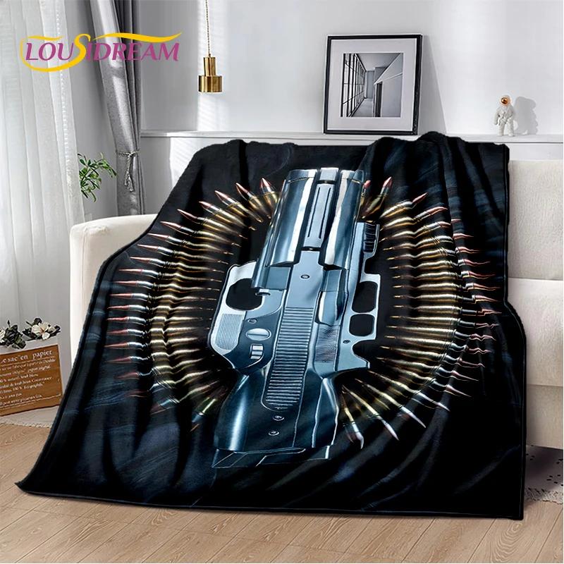 29 Style Retro Guns Pistol Ammunition Bullet Cartridge AK M4 Soft Flannel Blankets,Throw Blanket for Picnic Beds Sofa Bedroom