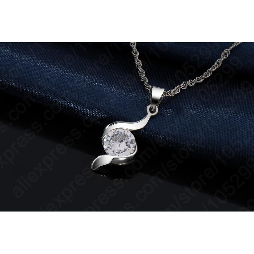 Luxury Shinny CZ Pendant Women Jewelry 925 Sterling Silver Necklace/Earring Classic Bridal Wedding Jewelry Set