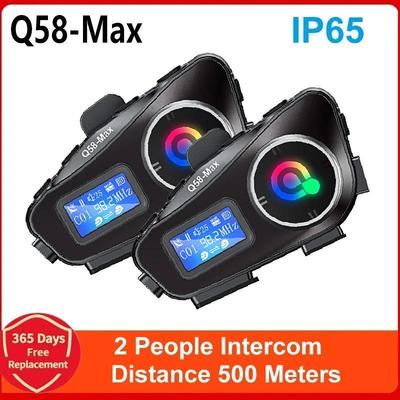 Q58 Max Motorcycle Helmet Bluetooth Intercom IP65 Waterproof Intercom Distance 500 Meters Multi-Scene Mixed Music Sharing
