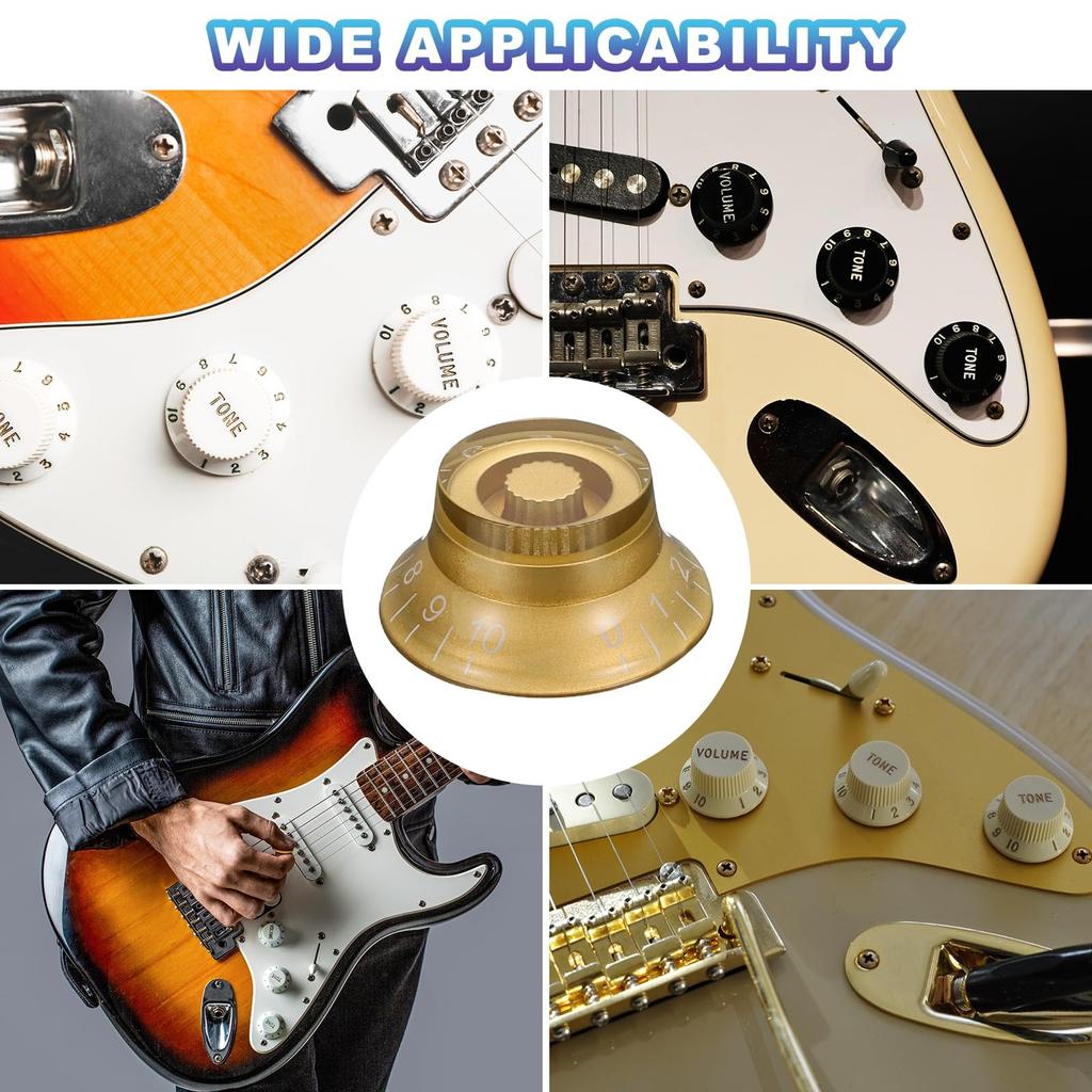 uxcell Guitar Top Hat Bell Knob Control Knob Volume Tone for Electric Set of 4 Gold Guitar/Bass - -