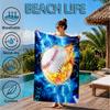 Flaming Football Artwork Beach Towel, Microfiber Beach Towel, Perfect For Pool, Beach, Travel, Home Decor Beach Party Fan gifts