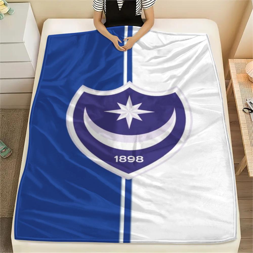 1PC Portsmouth FC Print Flannel Blanket, High Quality Comfortable for All Seasons, Home Decor, Warmth and Comfort, Perfect for Christmas Gifts