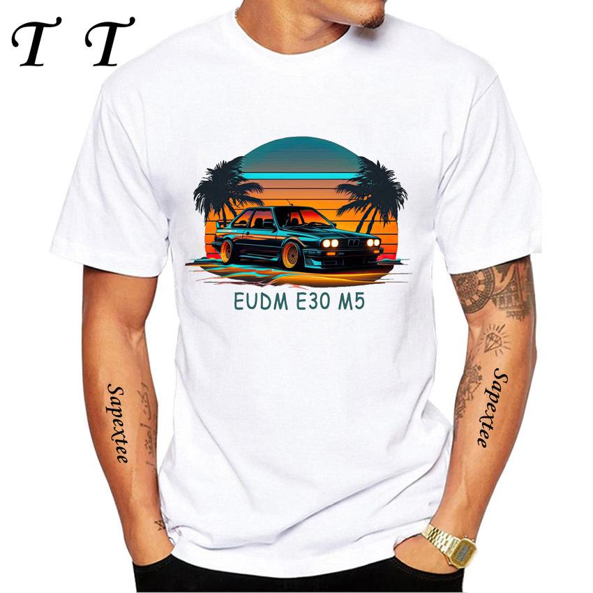 Ny Sommar Herr Kortärmad Vintage Tyskland EUDM E36 M3 T-shirt Legend Sportbil Design Pojke Vardagstoppar Cool Man T-shirts Vit
