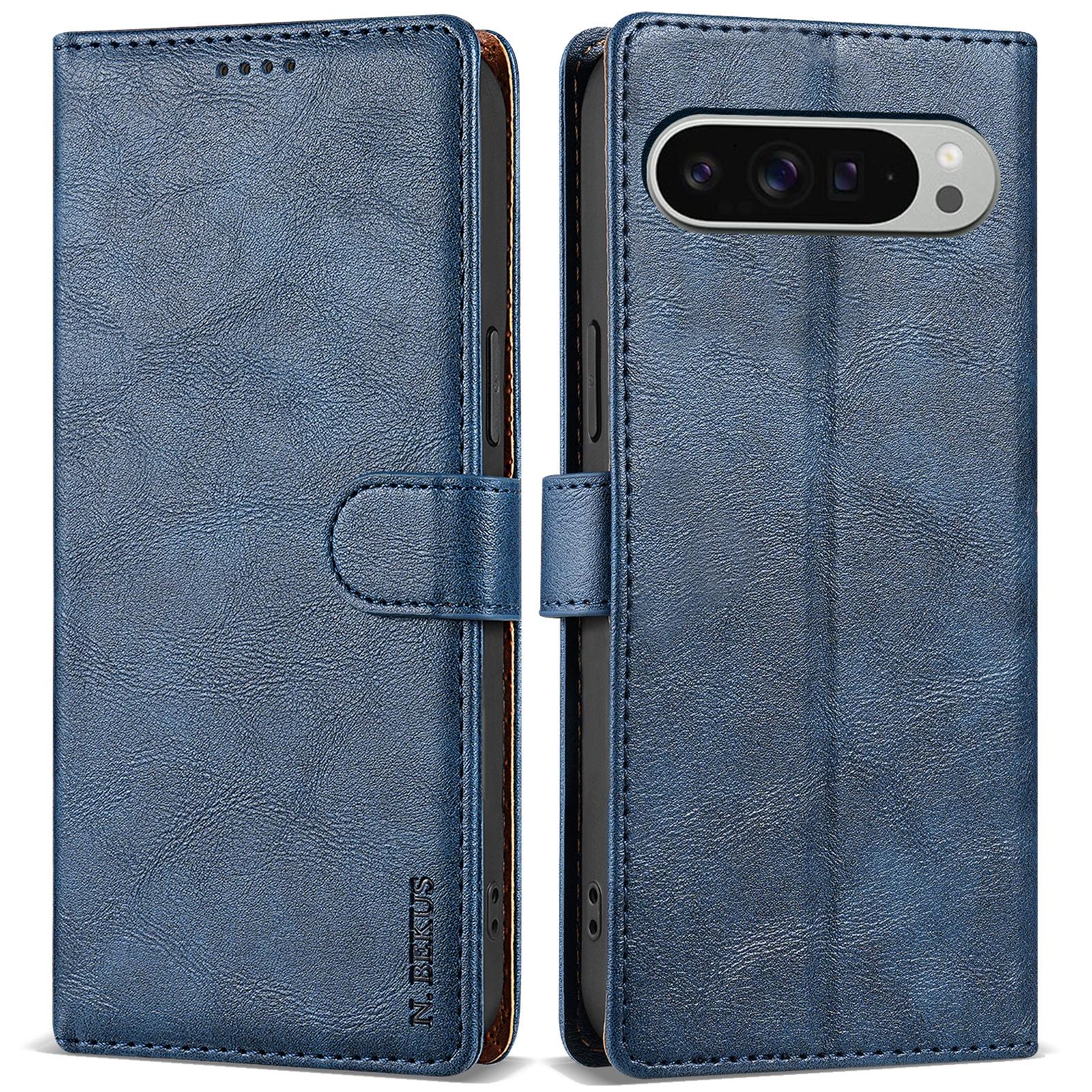 

N.BEKUS CSJ-001 For Google Pixel 9 Pro XL Stand Case PU Leather Wallet Phone Cover Blue