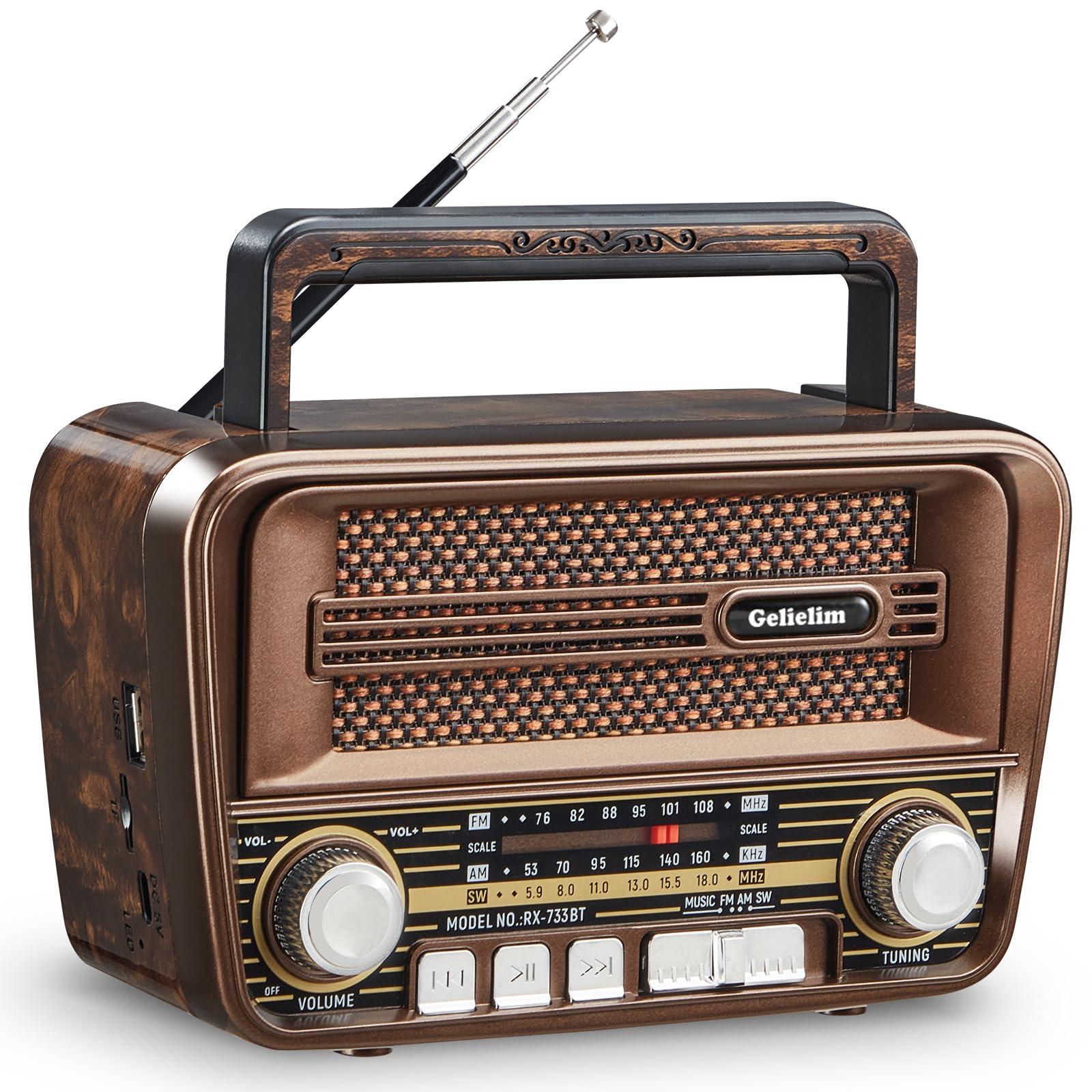 

Портативна карткова радіола Gelielim з великою гучністю MP3 для приміщень та вулиці, ретро, японська інструкція, радіо, FM/AM/SW/короткохвильове радіо, компактна, USB/SD