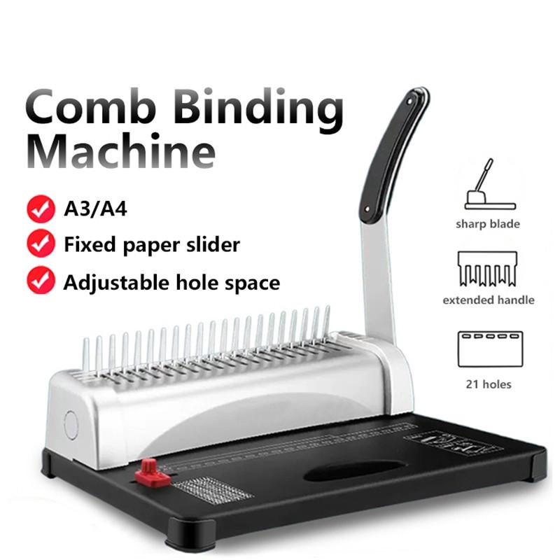A4/A3 Size Office 21 Hole Heavy Duty Binder Machine Comb Binding Machine Rubber Ring Binding Machine