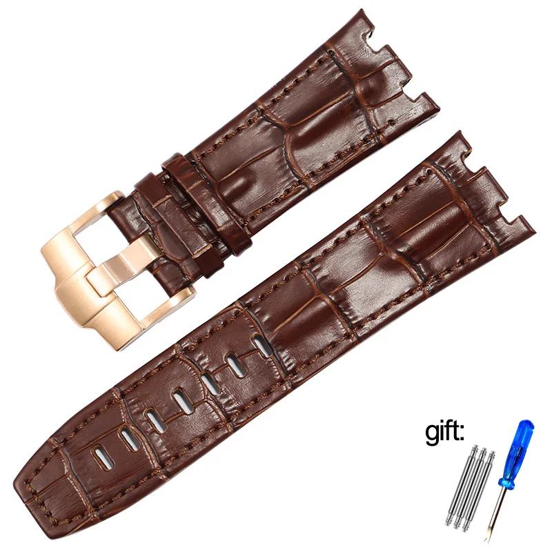Genuine Leather watch Strap For AP  15703 Royal Oak Offshore Series 28mm Black Brown Blue Watchbands accessories men