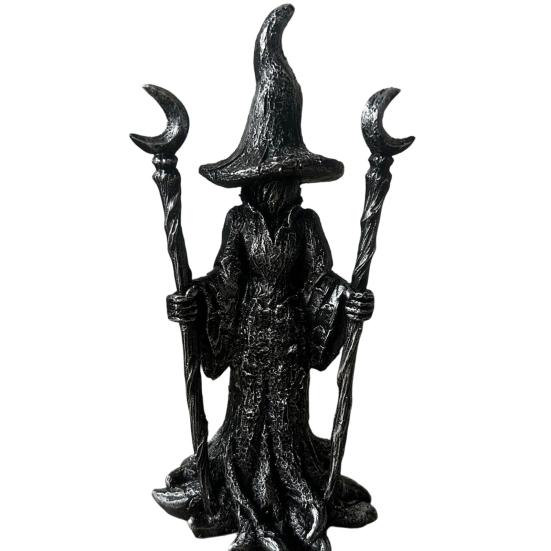 Witch Statue, Gothic Halloween Resin Witch Figurine, Dark Fantasy Ornament for Desktop, Bookshelf, Home, Office Decor