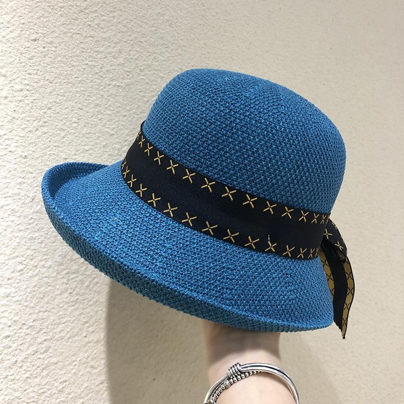 Designer Linen Breathable Fisherman Hat Women's Fashion Bow Basin Hat Holiday Sun Protection Small Rim Fisherman Hat