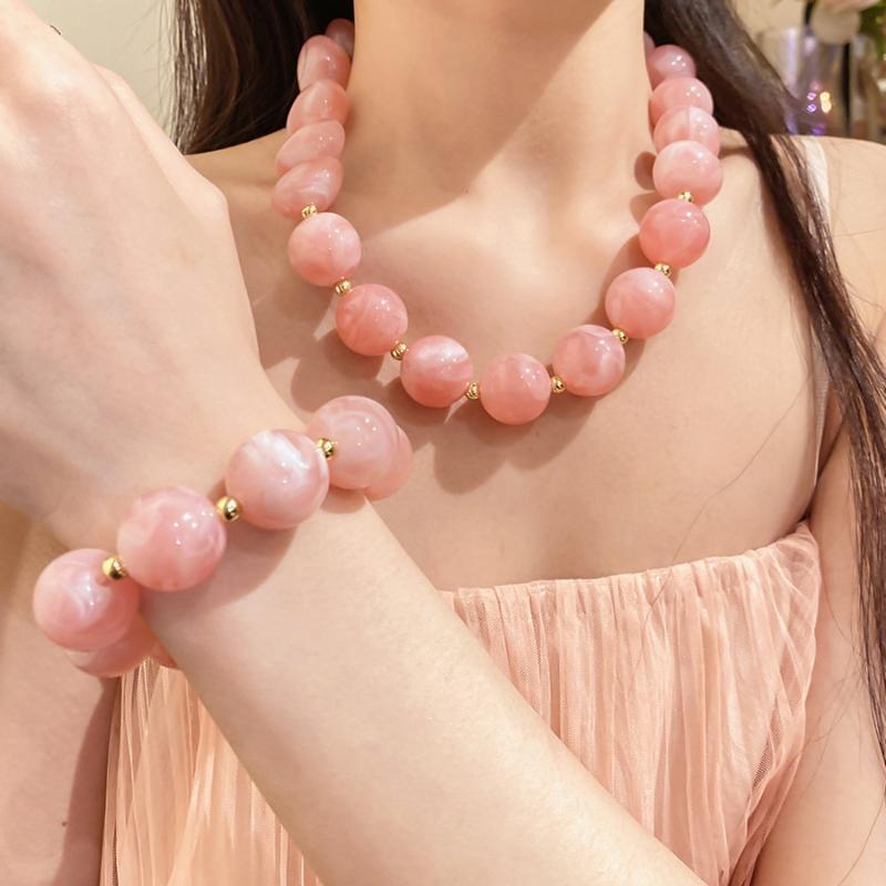 Colorful Bohemian Acrylic Beaded Choker Handmade Unique Necklace for Women Summer Beach Party Jewelry