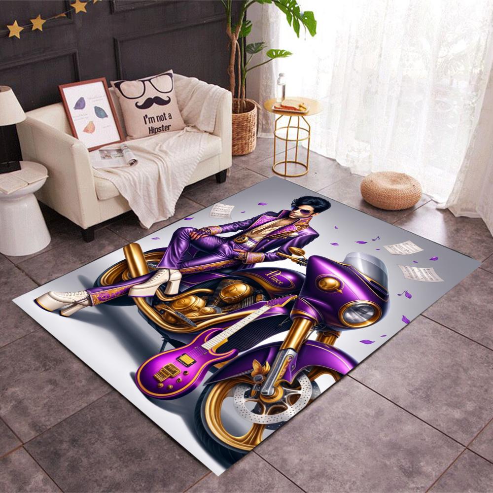 Prince Purple Guitar Performance Carpet Suitable For Outdoor Playrooms Dormitory Study Room Antislip Rug Office Home Decor Wedding Party Gift