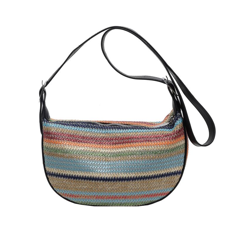 New Contrasting Colors Trendy Rainbow Dumpling Bag Fashionable Versatile Casual Messenger Bag Woven Shoulder Messenger Bag
