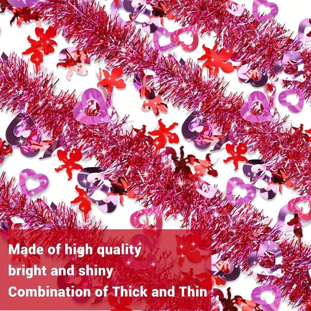 5M Valentines Garland DIY Hanging Decor Sweet Heart Tinsel Garland  Indoor Outdoor