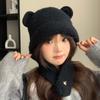 Winter Autumn Warm Beanie Hats Cute Ear Protection Cap Fashion Bear Ear Knitted Cap  Streetwear