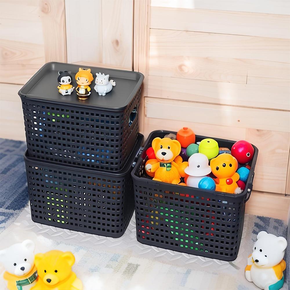 With Lid Storage Box Large Capacity Kitchen Storage Box Portable Storage Basket  Home Decoration