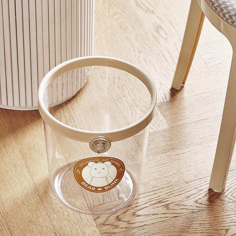 

Мусорное ведро открытого типа в кремовом стиле для гостиной, спальни или ванной комнаты - Большое, прозрачное и без крышки Little Bear Trash Can прозрачный