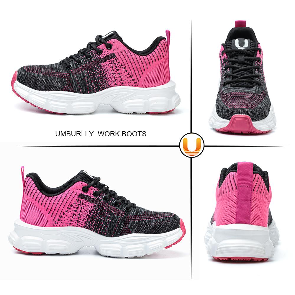 Women's Steel Head Safety Shoes Smash Proof Stab Penetration Air Lightweight Pure Black Simple Sneakers Women's Work Shoes