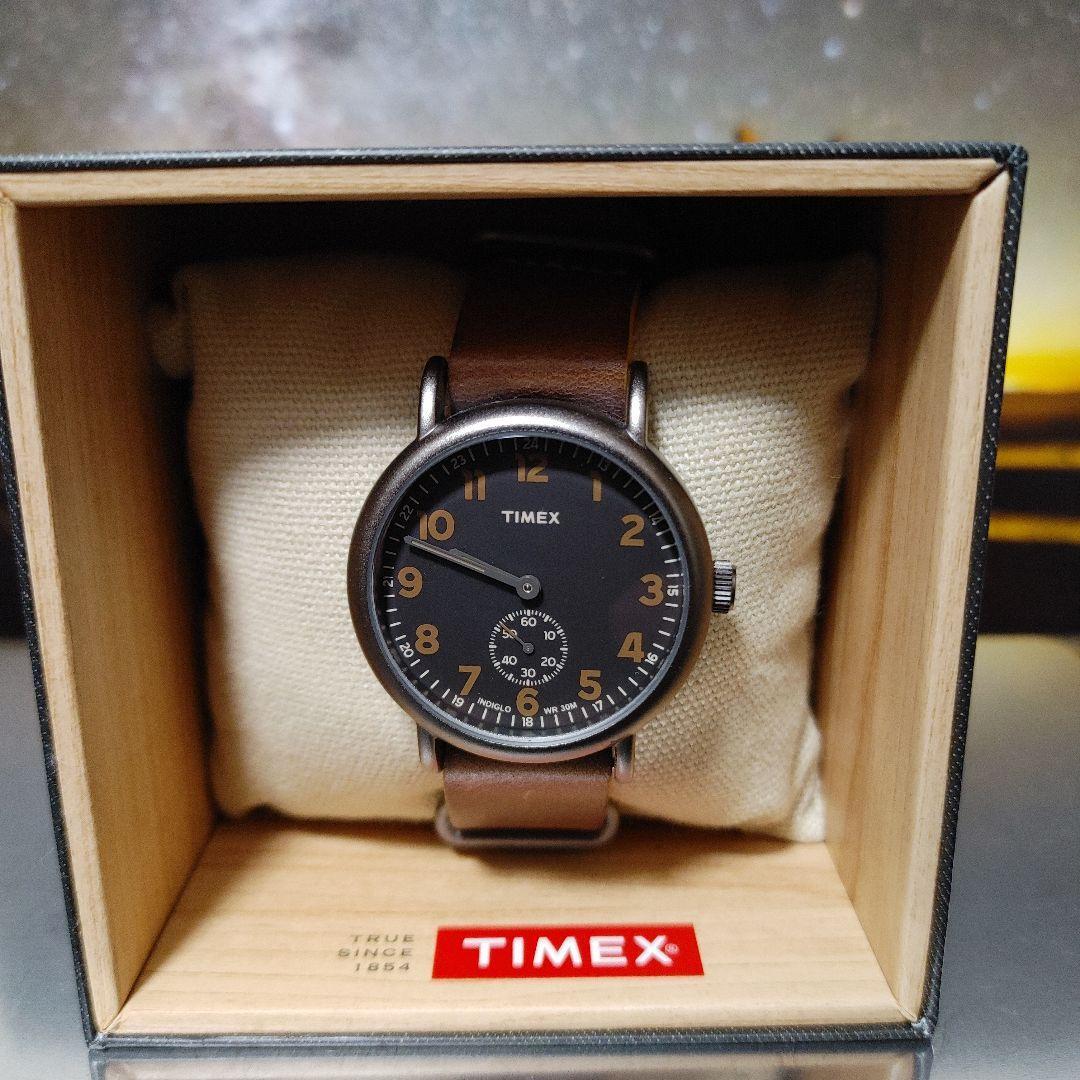 Used TIMEX watch body brown leather belt