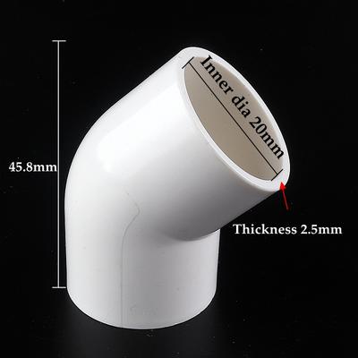 5~50pcs Size 20~50mm PVC Water Supply Pipe 45° Equal Elbow Connector Fittings Irrigation System Watering White Parts