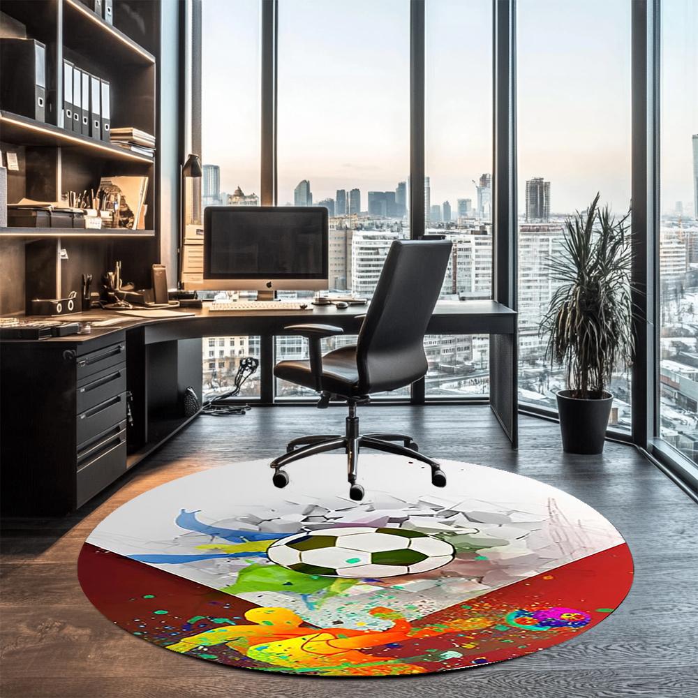 Fußball bedruckter runder Teppich Teppich Stuhlteppich Läufer Eingang Fußmatten, für Bürostuhl Wohnzimmer Schlafzimmer Küche.