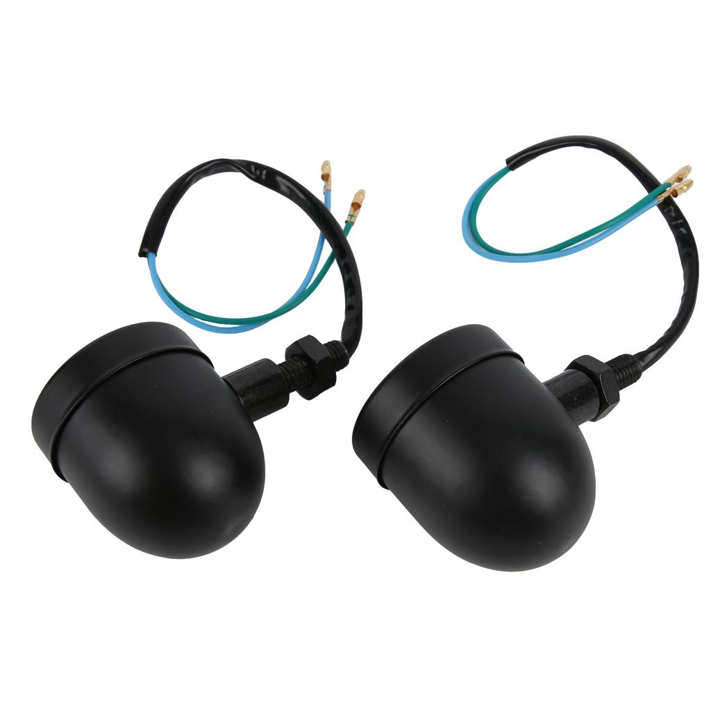2pcs Motorcycle LED Turn Signal Lamp 12V Vintage Yellow Light Black Shell Modification Universal