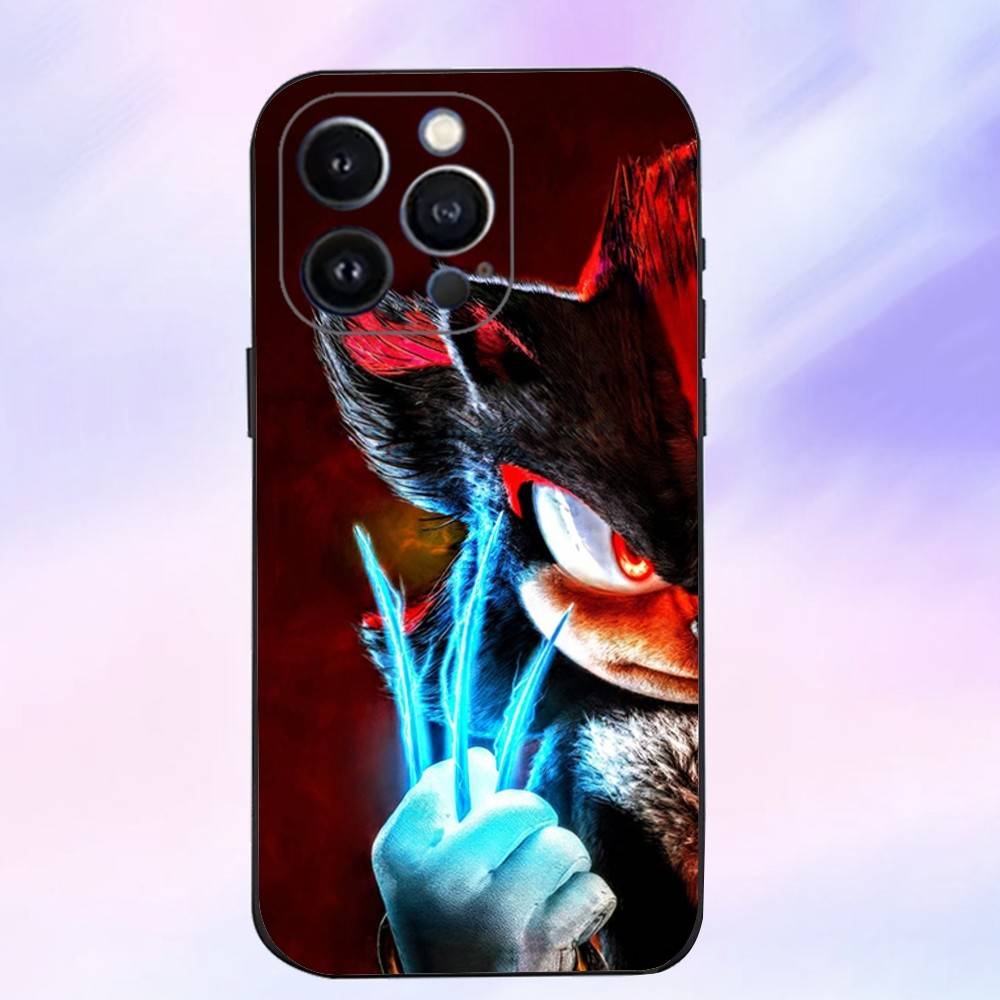 Anime The Hedgehog Shadow Phone Case For iPhone 16,15,14,13,12,11 Plus,Pro Max,XS,X,XR,SE,Mini,8,7,Soft Silicone Black Cover