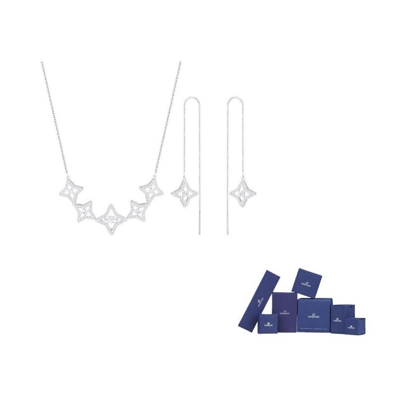 Swarovski Faux Crystal Necklaces Unisex Silver F-Original brand box