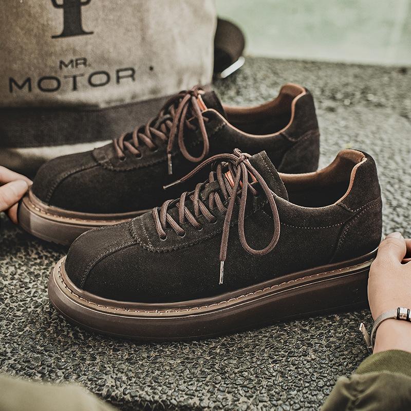 Classic Fashion Khaki Tooling Shoes for Men Breathable Leather Casual Shoes Men Lace-up Low Shoes Man Footwear Zapatos De Hombre