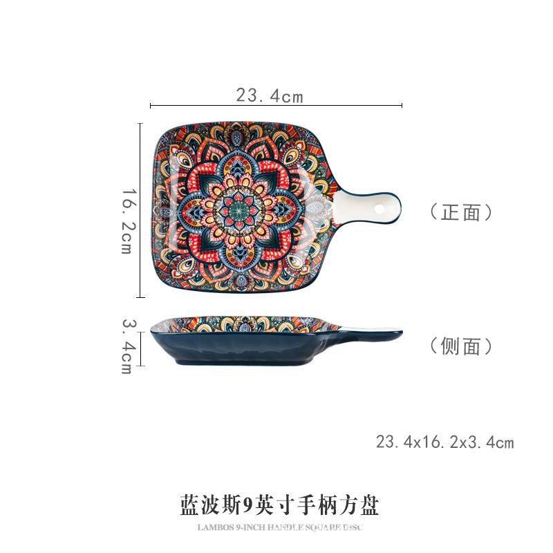 Bohemian ceramic dishes tableware set household baking pan handle bowl rice bowl binaural bowl soup bowl plate