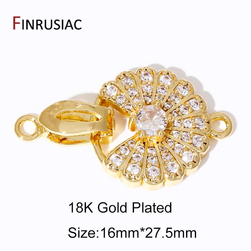 18K Gold Plated Zircon Fasteners Accessories Closure Lock Clasps For DIY Needlework Beads Pearls Jewelry Making Findings