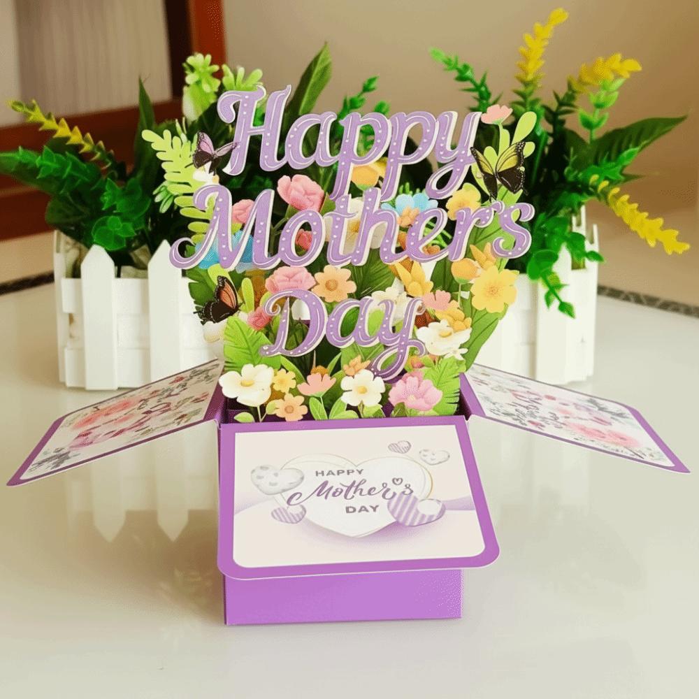 Best Wishes 3D Mother's Day Card Butterfly Flower Pop Up Card Mom Greeting Card  Party Decoration