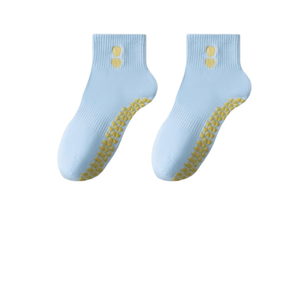

New Cotton Pilates Socks Harajuku Street Breathable Heart Embroidery Socks Non-Slip Grip Sweat-absorbent Yoga Socks синий