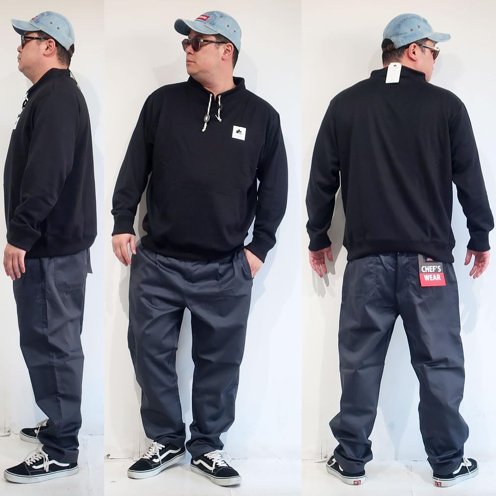 Men's Plus Size LOGOS Park Sweatshirt, Spindle Neck, Long Sleeve, Solid Color, Simple Style, Sizes 3L, 4L, and 5L, 10001795 (JP, Alphabet, 5L, KHAKI)