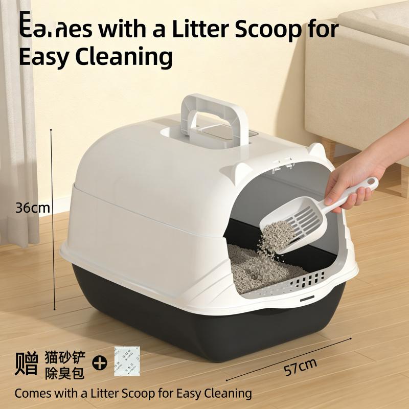 Tragbare Deodorierende Ritter Schwarz X-Large Katzenklo Anti-Spritz Vollständig Geschlossen mit Leicht zu Tragendem Griff Kätzchen Geruchsdicht