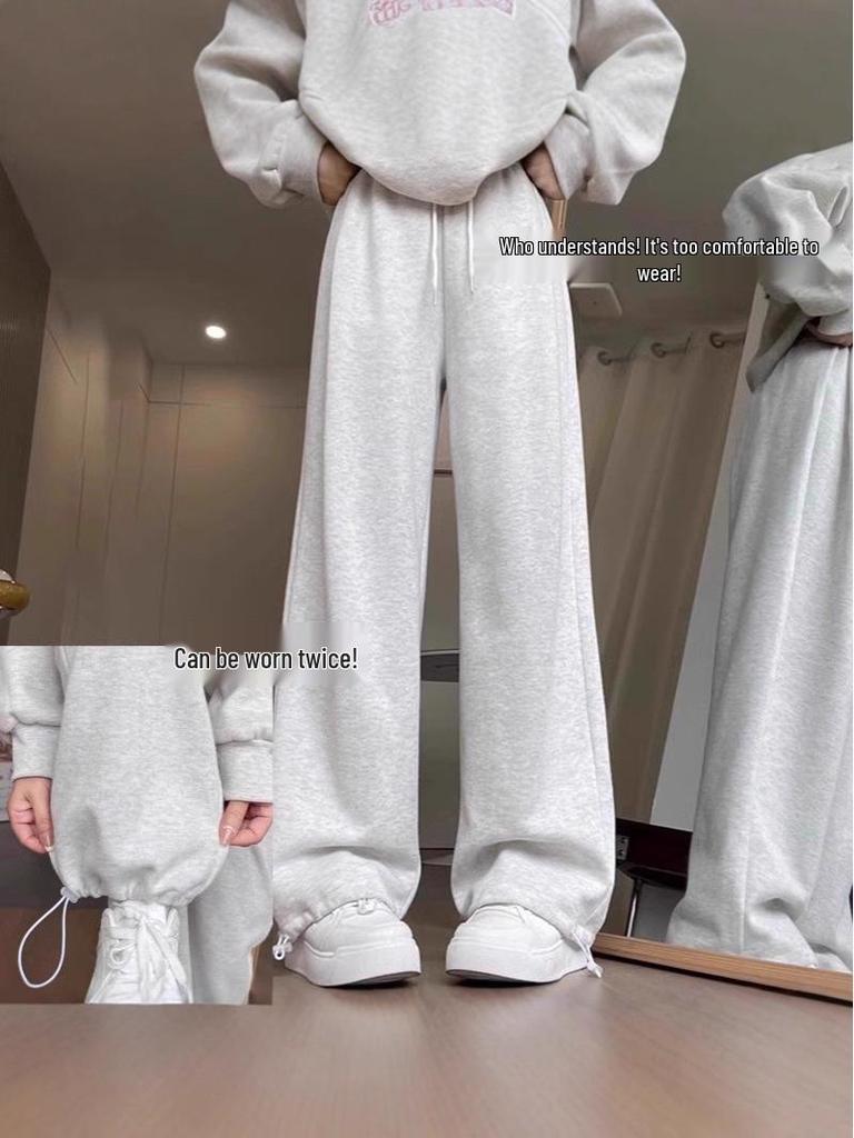 Girls' Wide-Leg Cuffed Pants - Spring/Autumn Casual Long Trousers for Kids