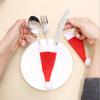 10Pack Christmas Tableware Decorations Wine Bottle Caps Knife and Fork Cloth Bag