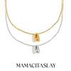 MamacitaSlay 316L Stainless Steel Letter Pendant Necklace Waterproof 18K Gold Plated Neck Jewelry Women's Minimalist Necklace