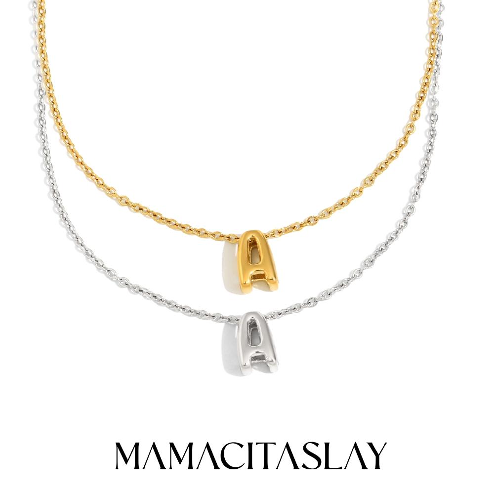 

MamacitaSlay 316L Stainless Steel Letter Pendant Necklace Waterproof 18K Gold Plated Neck Jewelry Women s Minimalist Necklace Silver&46cm