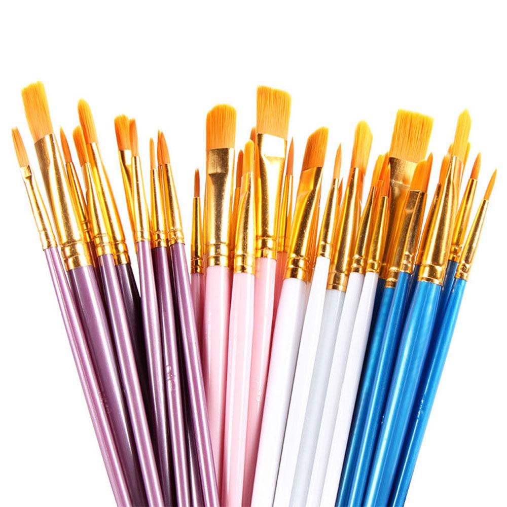 10pcs/sest Professional Artist Nylon Paint Brush Set Watercolor Painting Brushes New Colors