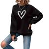 Heart Print Crew Neck Long Sleeve Fleece Sweatshirt - Women's Clothing 2025