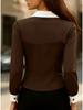 European 2025 Fashion Slimming Color Block Long Sleeve Women's Shirt