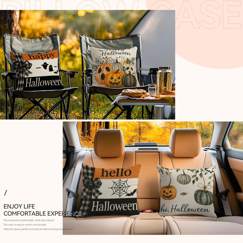 4Pcs/Set 45X45Cm Halloween Series Pillowcase Bedroom Sofa Pumpkin Living Room Cushion Cover 100% Polyester Home Decor